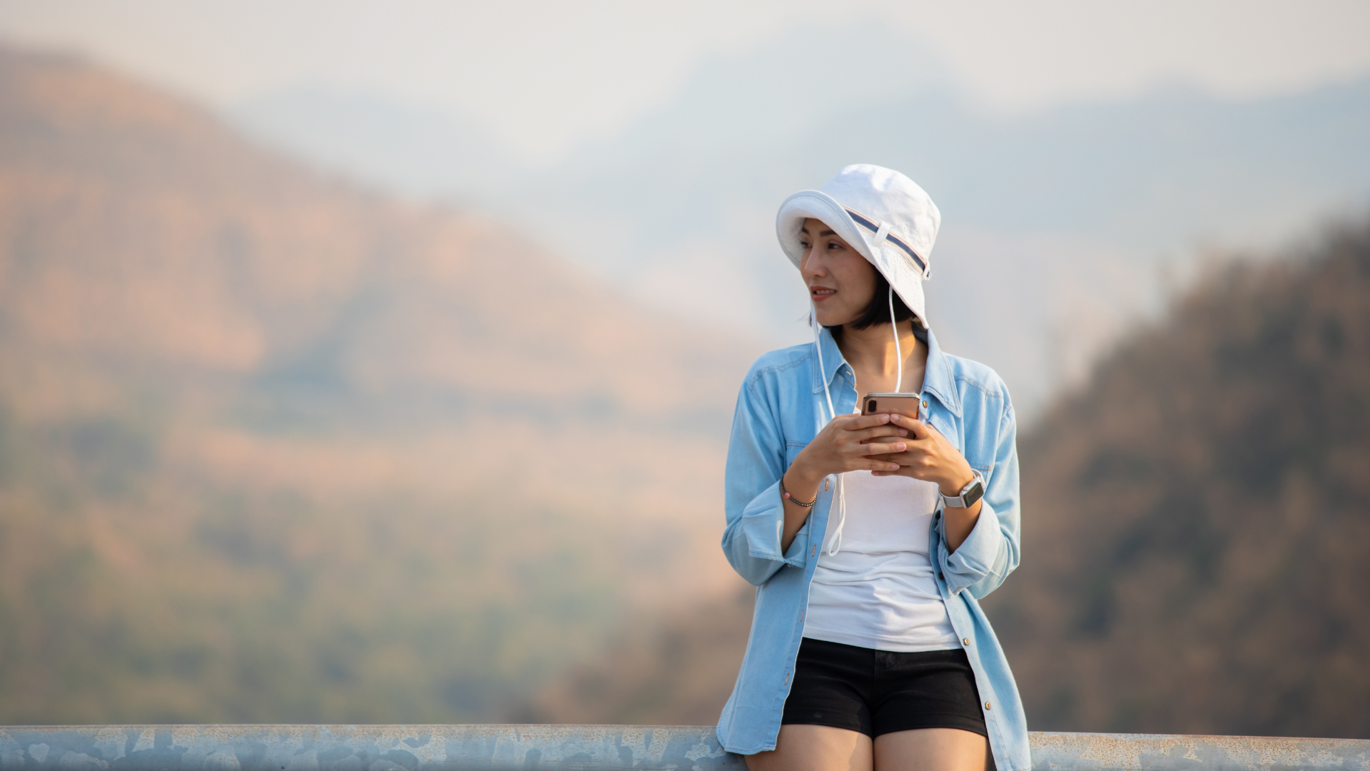 Asian woman solo traveler visiting Greece